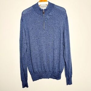 Peter Millar Crown Quarter Zip Soft Merino Wool Silk Blend Sweater Men's Sz XL